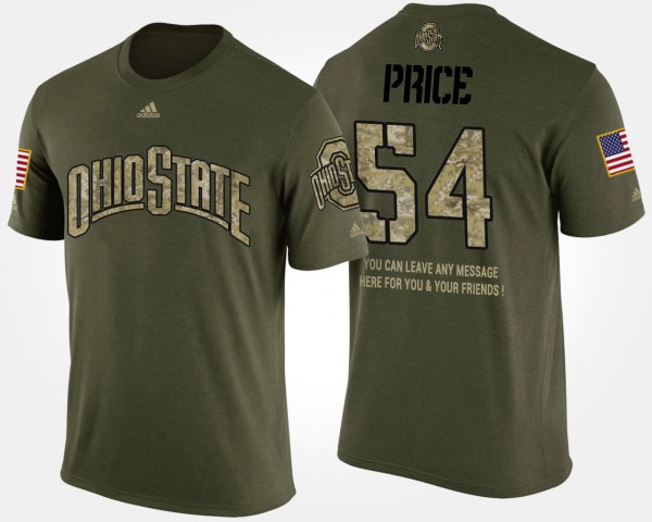 Ohio State Buckeyes Billy Price Men's #54 Short Sleeve Military Camo With Message College Football T-Shirt 2404MNLQ2